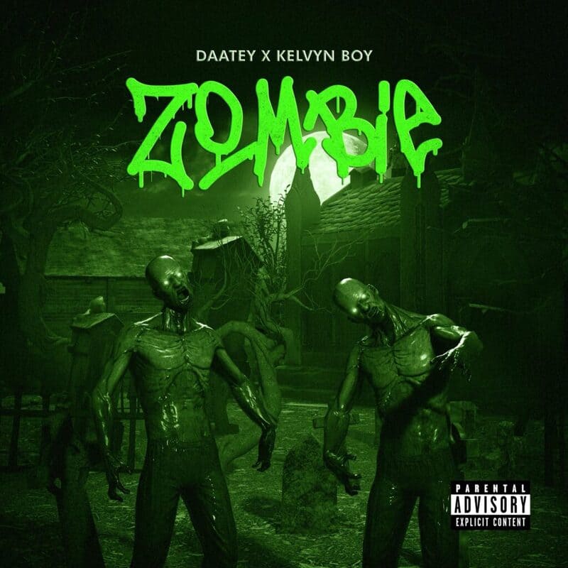 Cover art for Daatey - Zombie featuring Kelvyn Boy, showing artistic visuals that reflect emotion, energy, and Afrobeat vibes — symbolizing the song’s blend of love, rhythm, and soulful storytelling.