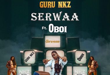 Guru NKZ - Serwaa Ft. Oboi, Cover art for Guru NKZ’s “Serwaa” featuring Oboi, showing vibrant Ghanaian cultural elements, bold colors, and artistic portraits that highlight the song’s energetic and romantic Afrobeat vibe.