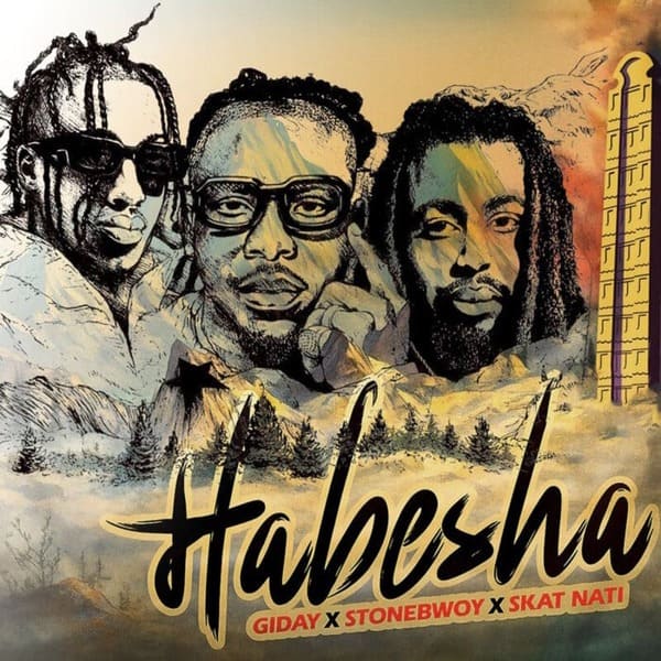 Cover art for Giday - Habesha featuring Stonebwoy and Skat Nati, showing vibrant African and Ethiopian cultural elements that reflect unity, heritage, and rhythm, matching the energetic and Afro-fusion vibe of the song.